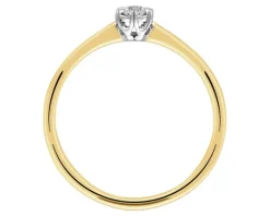 Pierścionek z żółtego złota z brylantem - 0,08 ct - próba 585