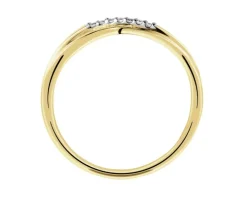 Pierścionek z żółtego złota z diamentami - 0,03 ct - próba 375