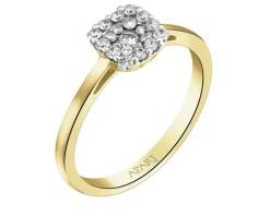 Pierścionek z żółtego złota z brylantami - 0,26 ct - próba 585