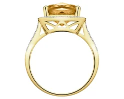 Pierścionek z żółtego złota z diamentami i cytrynem - próba 585