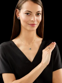 Pierścionek z żółtego złota z diamentami i szafirami - kwiat - próba 585