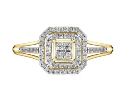 Pierścionek z żółtego złota z brylantami - 0,26 ct - próba 585