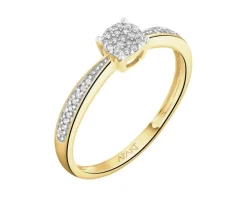 Pierścionek z żółtego złota z diamentami - 0,08 ct - próba 585