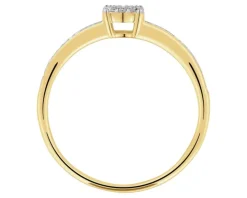 Pierścionek z żółtego złota z diamentami - 0,08 ct - próba 585