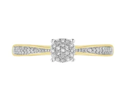 Pierścionek z żółtego złota z diamentami - 0,08 ct - próba 585