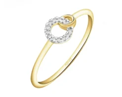 Pierścionek z żółtego złota z diamentami - 0,03 ct - próba 375