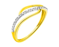 Pierścionek z żółtego złota z diamentami - 0,03 ct - próba 585