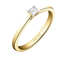 Pierścionek z żółtego złota z diamentem - 0,18 ct - próba 585