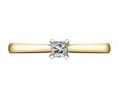 Pierścionek z żółtego złota z diamentem - 0,18 ct - próba 585