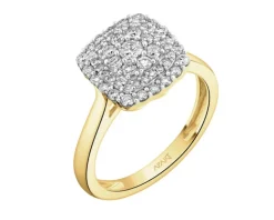 Pierścionek z żółtego złota z diamentami - 0,50 ct - próba 585