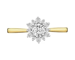 Pierścionek z żółtego złota z brylantami laboratoryjnymi - 0,53 ct - próba 585