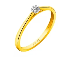 Pierścionek z żółtego złota z diamentem - 0,003 ct - próba 375