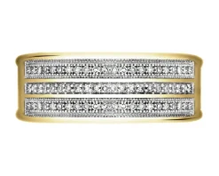 Pierścionek z żółtego złota z diamentami - 0,18 ct - próba 585