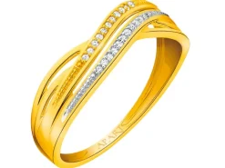 Pierścionek z żółtego złota z diamentami - 0,04 ct - próba 585