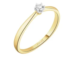 Pierścionek z żółtego złota z brylantem - 0,07 ct - próba 585