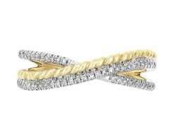 Pierścionek z żółtego złota z diamentami - 0,15 ct - próba 585