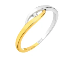 Pierścionek z żółtego złota z brylantem - 0,02 ct - próba 585