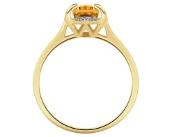 Pierścionek z żółtego złota z diamentami i cytrynem - próba 585