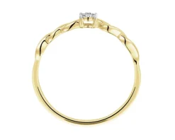 Pierścionek z żółtego złota z diamentami - 0,02 ct - próba 375