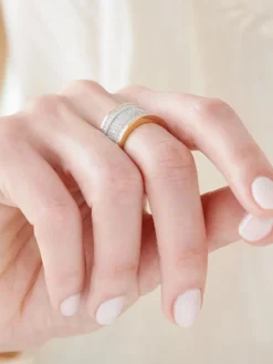 Pierścionek z żółtego złota z diamentami - 0,31 ct - próba 585