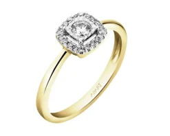 Pierścionek z żółtego złota z diamentami - 0,16 ct - próba 585