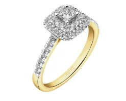 Pierścionek z żółtego złota z diamentami - 0,50 ct - próba 585