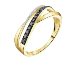 Pierścionek z żółtego złota z diamentami - 0,18 ct - próba 585