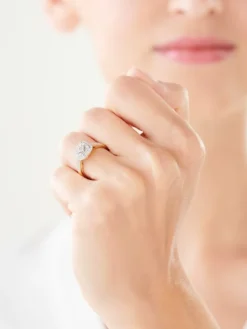 Pierścionek z żółtego złota z diamentami - 0,33 ct - próba 585