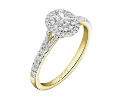 Pierścionek z żółtego złota z diamentami - 0,50 ct - próba 585