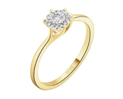 Pierścionek z żółtego złota z diamentami - 0,07 ct - próba 585