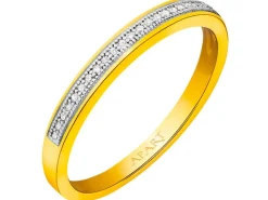 Pierścionek z żółtego złota z diamentami - 0,04 ct - próba 375