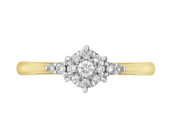 Pierścionek z żółtego złota z brylantami - 0,15 ct - próba 585