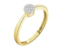 Pierścionek z żółtego złota z diamentami - 0,06 ct - próba 585