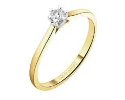 Pierścionek z żółtego złota z brylantem laboratoryjnym - 0,15 ct - próba 585