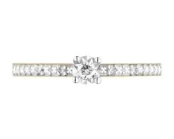 Pierścionek z żółtego złota z diamentami - 0,06 ct - próba 375