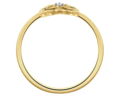 Pierścionek z żółtego złota z diamentem - koniczyna - 0,006 ct - próba 585