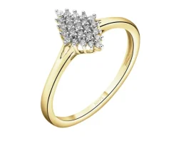 Pierścionek z żółtego złota z diamentami - 0,12 ct - próba 585