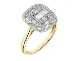 Pierścionek z żółtego złota z diamentami - 0,49 ct - próba 585