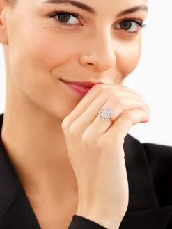 Pierścionek z żółtego złota z diamentami - 0,49 ct - próba 585