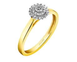 Pierścionek z żółtego złota z brylantami - 0,11 ct - próba 585