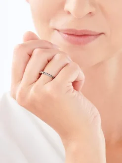 Pierścionek z żółtego złota z czarnymi brylantami - 0,45 ct - próba 585