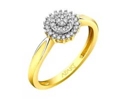 Pierścionek z żółtego złota z diamentami - 0,09 ct - próba 375