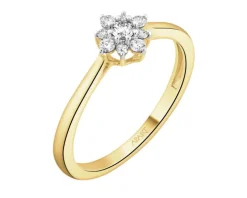 Pierścionek z żółtego złota z brylantami - 0,15 ct - próba 585