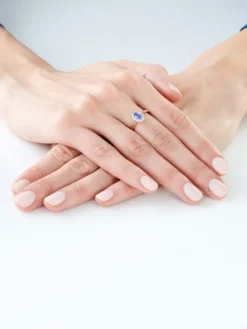 Pierścionek z żółtego złota z diamentami i tanzanitem - próba 585