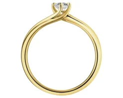 Pierścionek z żółtego złota z brylantem laboratoryjnym - 0,25 ct - próba 585