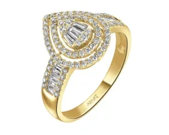 Pierścionek z żółtego złota z diamentami - 0,53 ct - próba 585