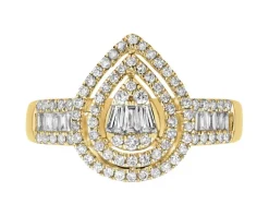 Pierścionek z żółtego złota z diamentami - 0,53 ct - próba 585