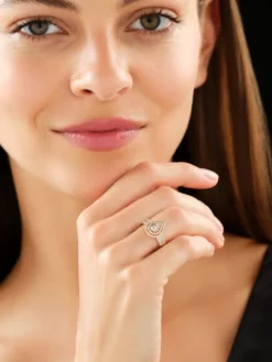 Pierścionek z żółtego złota z diamentami - 0,53 ct - próba 585