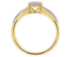 Pierścionek z żółtego złota z diamentami - 0,14 ct - próba 585