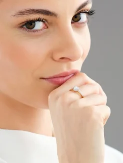 Pierścionek z żółtego złota z brylantami - 0,48 ct - próba 750